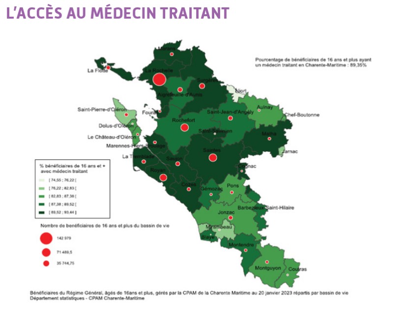 Cartographie 2023 sur l'accès au médecin traitant (cliquer sur l'image)