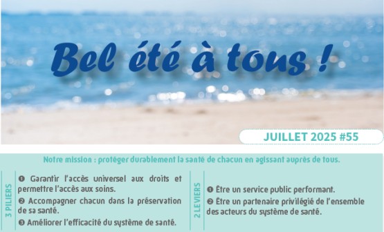 Notre mission : protéger durablement la santé de chacun en agissant auprès de tous. 3 piliers : garantir l'accès universel aux droits et permettre l'accès aux soins, accompagner chacun dans la préservation de la santé, améliorer l'efficacité du système de santé / 2 leviers : être un service public performant, être un partenaire privilégié de l'ensemble des acteurs du système de santé