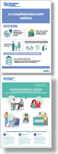 Flyers Complémentaire santé solidaire et Action sanitaire et sociale