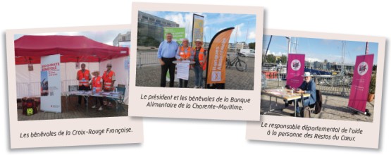 Bénévoles de la Croix-Rouge Française, président et bénévoles de la Banque Alimentaire de la Charente-Maritime et resoinsable départemental de l'aide à la personne des Restos du Coeur