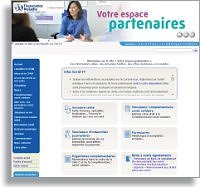 La page d'accueil du site Votre espace partenaires